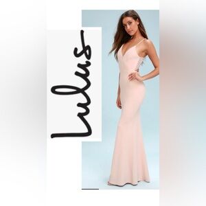 Lulu's Love Story Blush  Backless Lace Maxi